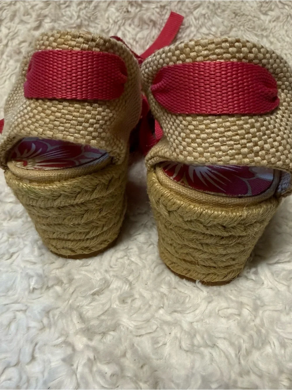Tommy Hilfiger Pink Floral Ankle-Tie Espadrille Wedges